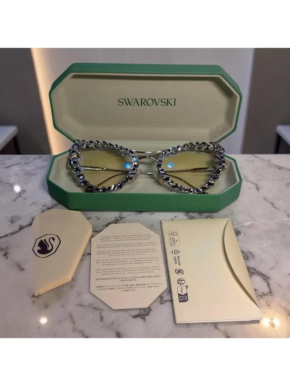 SWAROVSKI SK7011 4001SB 56mm Silver Blue Light Filter Lens Women's Eyeglasses